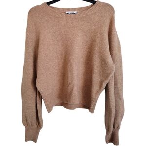 & Other Stories tan crew neck Wool Blend sweater balloon sleeves